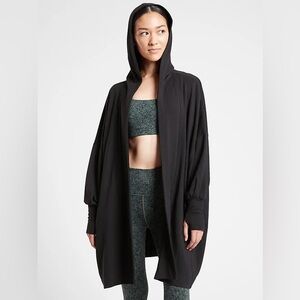 ATHLETA Mantra Wrap Black Women's sweatshirt Jacket sweater small S with hood
